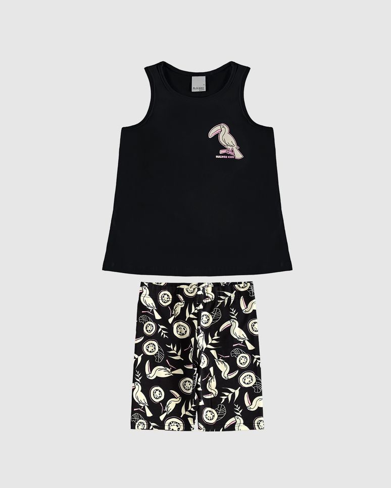 Conjunto Infantil Menina Regata E Bermuda Ciclista Estampada Malwee Kids