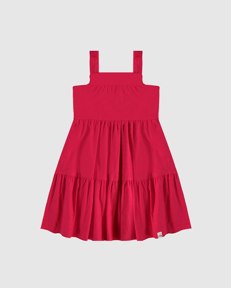 Vestido Infantil Marias Decote Quadrado Em Algodão Texturizado Malwee Kids