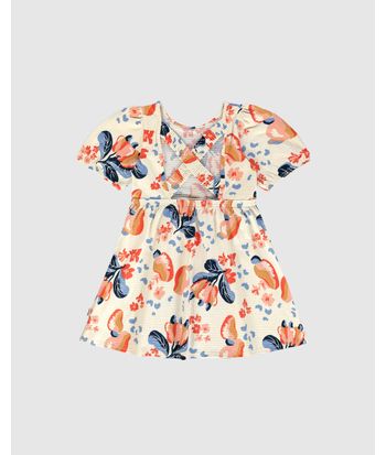 Vestido Infantil Estampa Frutas Costas Vazada Em Malha Texturizada Malwee Kids