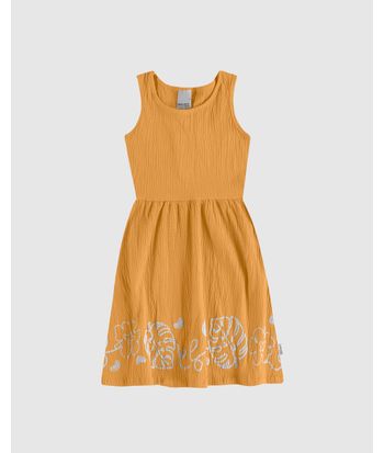 Vestido Infantil Barra Estampa Puff Em Malha Texturizada Malwee Kids