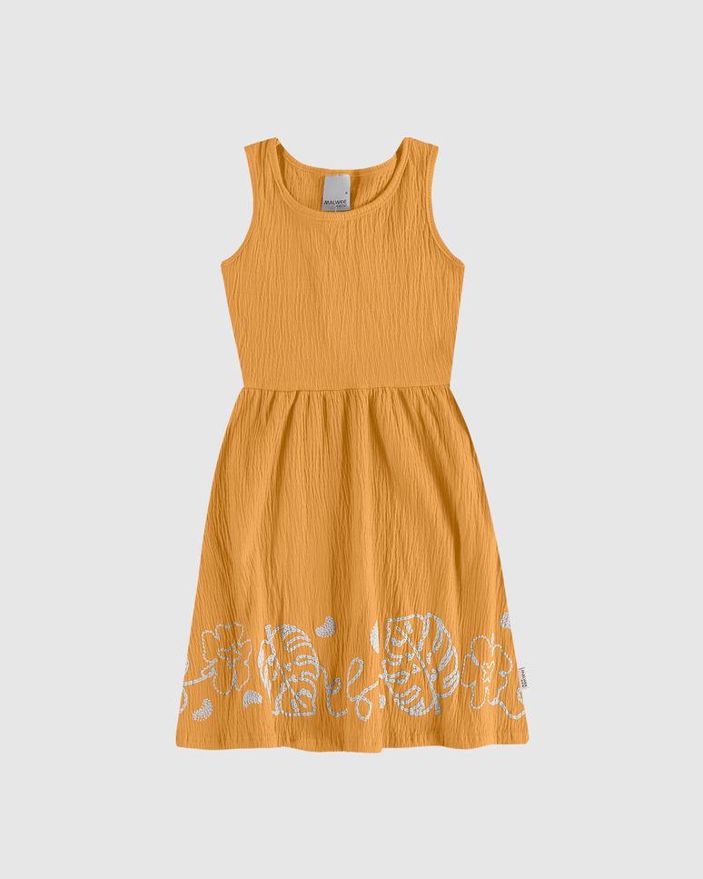 Vestido Infantil Barra Estampa Puff Em Malha Texturizada Malwee Kids