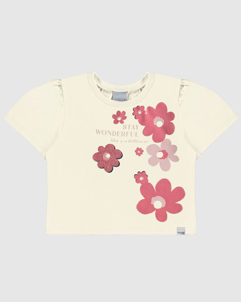 Blusa Infantil Menina Stay Wonderful Like A Wildflower Em Algodão Malwee Kids