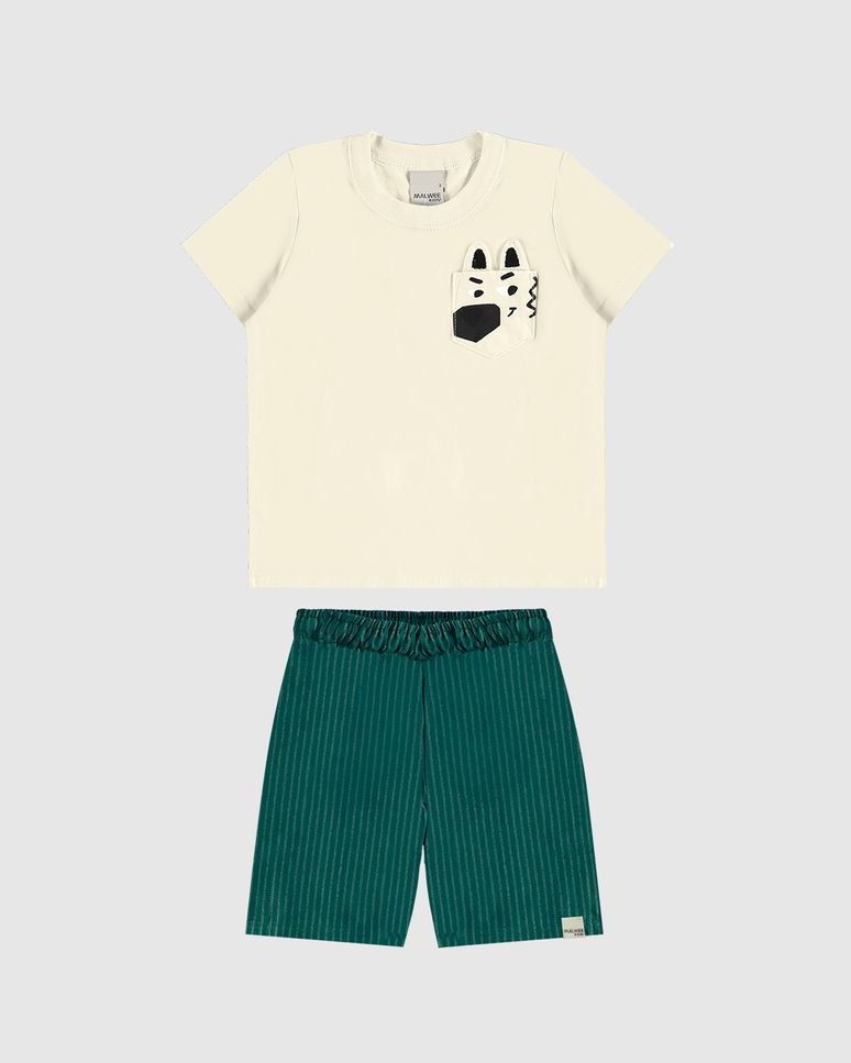 Conjunto Infantil Menino Aplique Interativo Em Algodão Malwee Kids