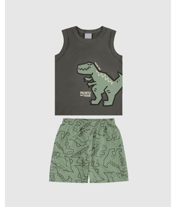Conjunto Infantil Menino Regata Pronto Para Rugir Em Algodão Malwee Kids