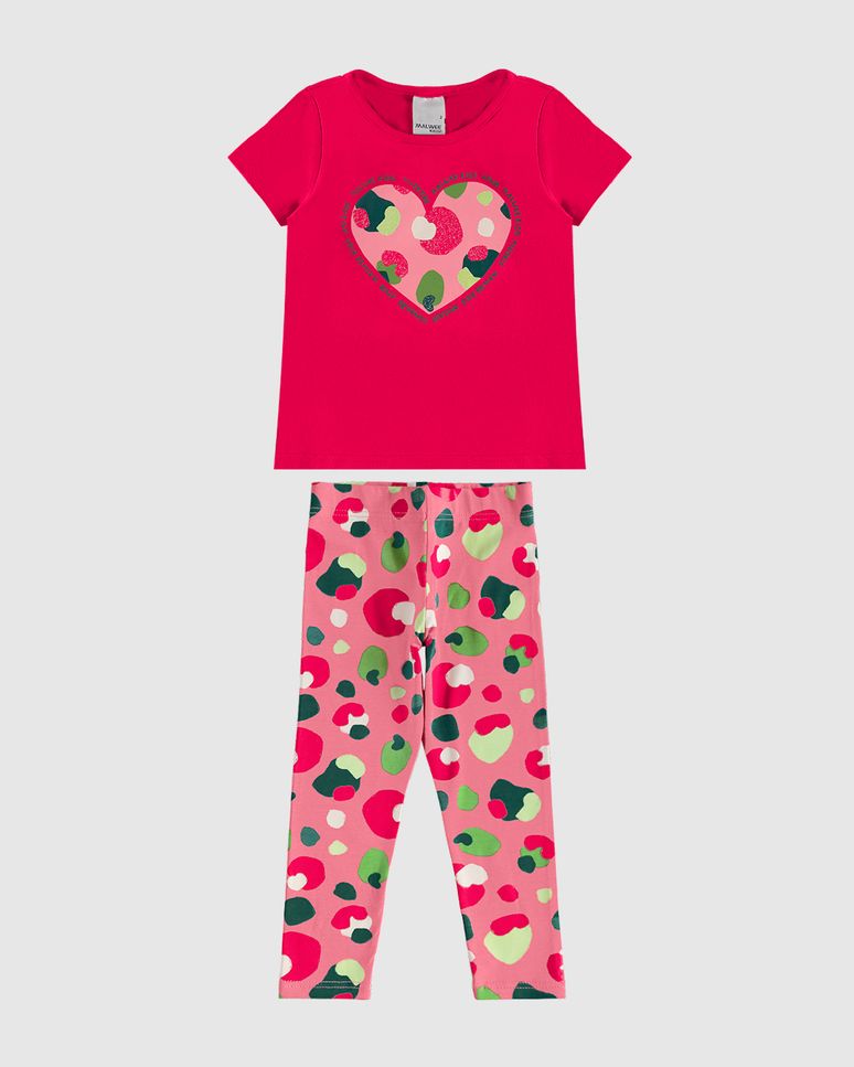 Conjunto Infantil Menina Diversão Amor Amizade Em Algodão Malwee Kids