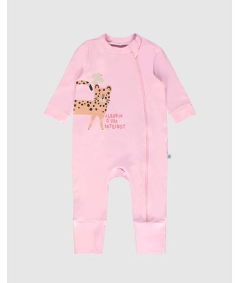 Macacão Bebê Menina Pezinho Alegria O Dia Inteiro! Em Algodão Malwee Kids