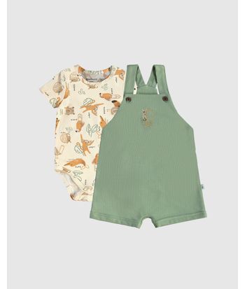 Conjunto Infantil Menino Body Estampa Animais + Macaquinho Malwee Kids
