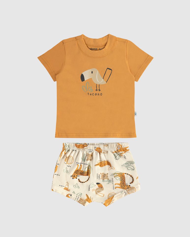 Conjunto Infantil Menino Estampa Tucano Em Algodão Malwee Kids