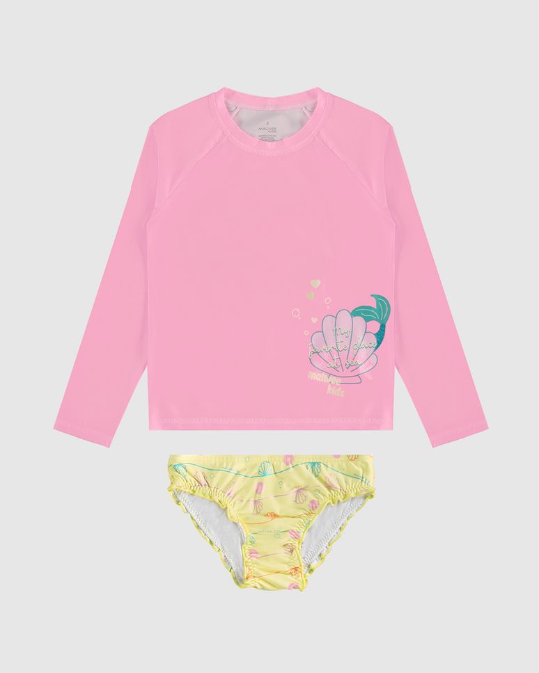Conjunto Infantil Menina My Favorite Place At Sea Em Malha UV50+ Malwee Kids