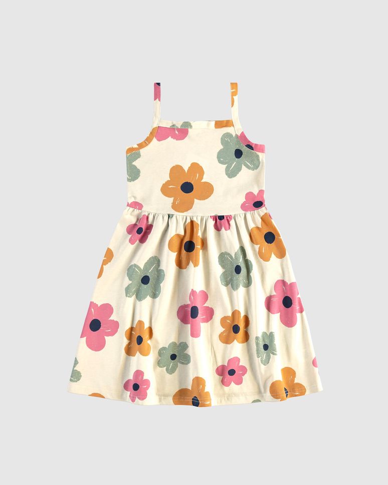 Vestido Infantil Rodado Decote Reto Em Algodão Malwee Kids