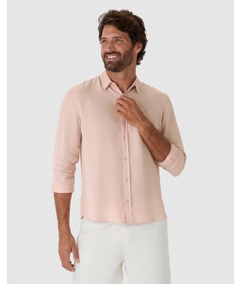 Camisa Masculina Regular Bordado Peitoral Em Liocel