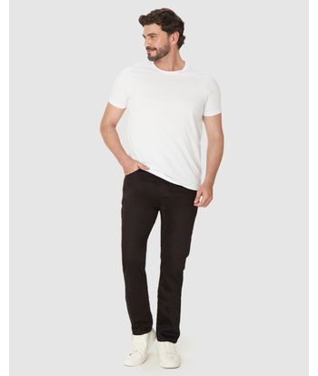 Calça Slim Masculina Cintura Média Em Sarja Super Stretch