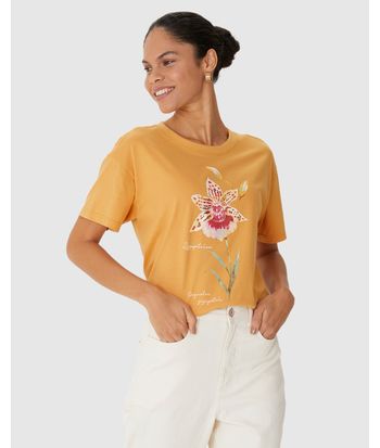 Camiseta Feminina Estampa Orquídea Zygopetalum Em Algodão