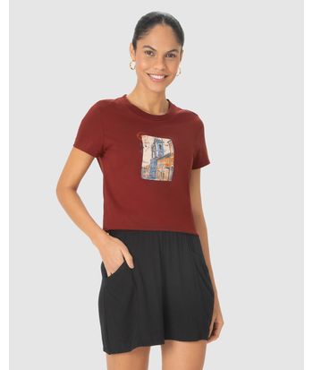 Camiseta Feminina Estampa Ilustrativa Em Algodão