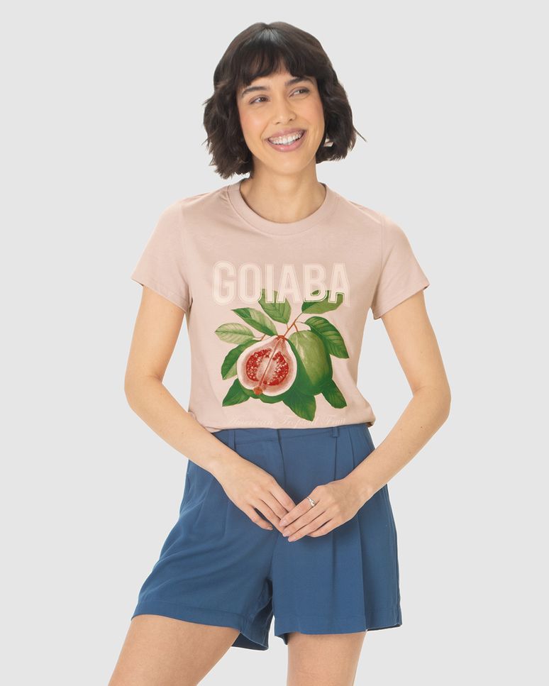 Camiseta Feminina Goiaba American Tropical Fruit Em Algodão