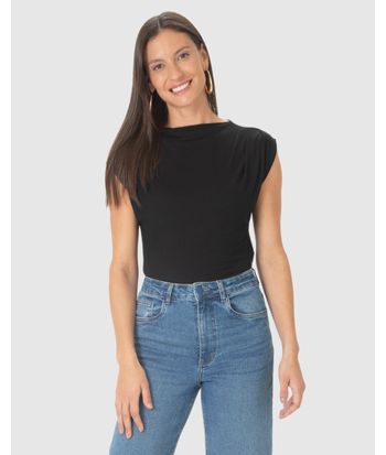 Blusa Justa Feminina Decote Redondo Sem Manga Em Viscose Stretch