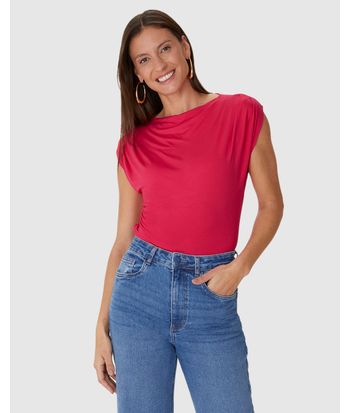 Blusa Justa Feminina Decote Redondo Sem Manga Em Viscose Stretch