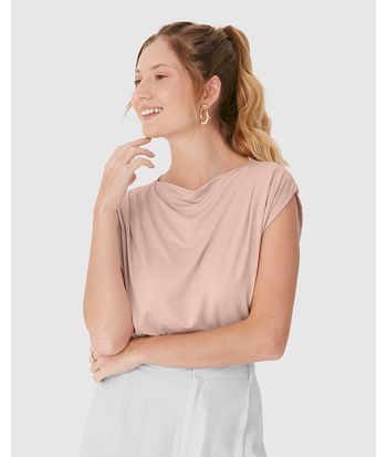 Blusa Justa Feminina Decote Redondo Sem Manga Em Viscose Stretch