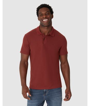 Camisa Polo Masculina Regular Bordado Peitoral Em Malha Texturizada