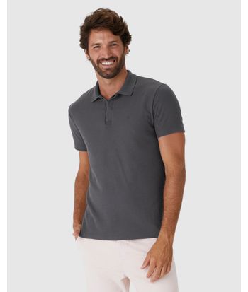 Camisa Polo Masculina Regular Bordado Peitoral Em Malha Texturizada