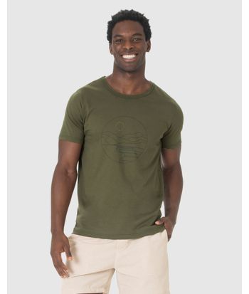 Camiseta Masculina Estampa Frontal Manga Curta Em Algodão