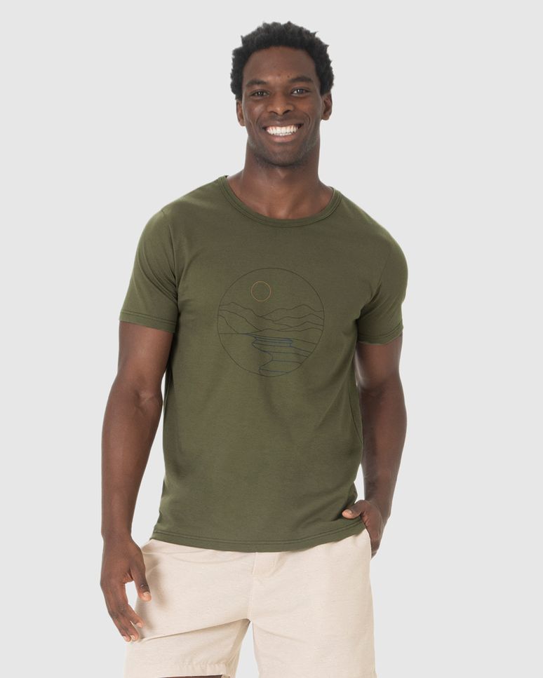 Camiseta Masculina Estampa Frontal Manga Curta Em Algodão