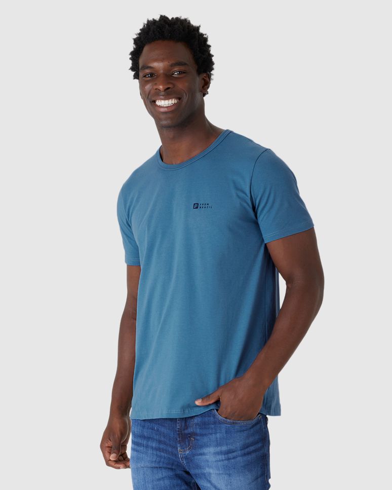 Camiseta Masculina Estampa Frontal Manga Curta Em Algodão