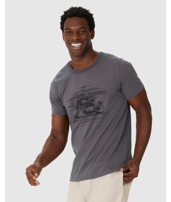Camiseta Masculina Estampa Frontal Manga Curta Em Algodão
