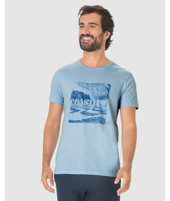 Camiseta Masculina Estampa Ilustrativa Coastline Em Algodão