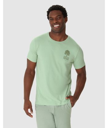 Camiseta Masculina Decote Redondo Manga Curta Estampa Peitoral Em Malha Linho