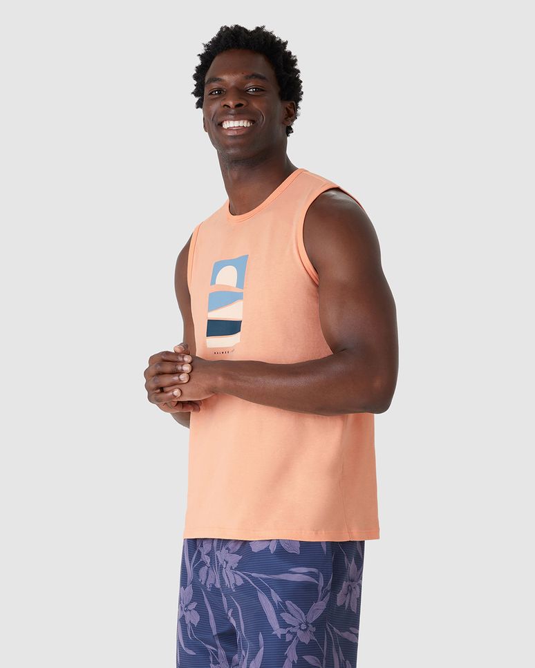 Regata Masculina Regular Estampa Frontal Em Algodão