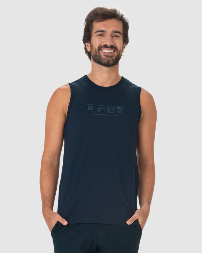 Regata Masculina Regular Estampa Frontal Em Algodão