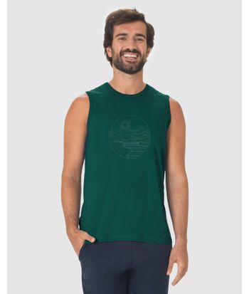 Regata Masculina Regular Estampa Frontal Em Algodão