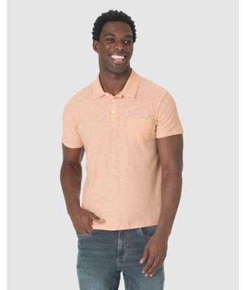 Camisa Polo Masculina Bolso Funcional Em Malha Rajada