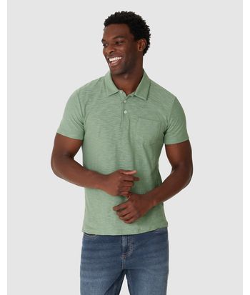 Camisa Polo Masculina Bolso Funcional Em Malha Rajada