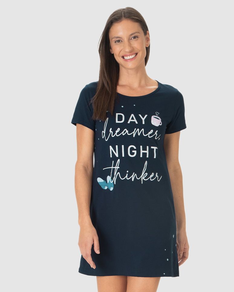 Camisola T-Shirt Feminina Day Dreamer Night Thinker Em Algodão