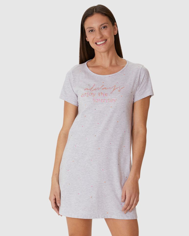 Camisola T-Shirt Feminina Always Enjoy The Journey Em Algodão Mescla