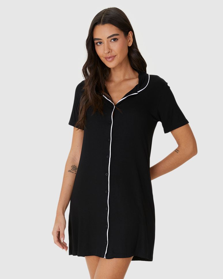 Camisola Americana Feminina Abotoamento Frontal Em Viscose Stretch