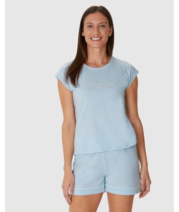 Pijama Curto Feminino Estampa Alto Relevo Aconchego Em Algodão