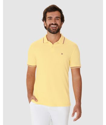 Camisa Polo Masculina Regular Gola Retilínea Em Piquet Stretch