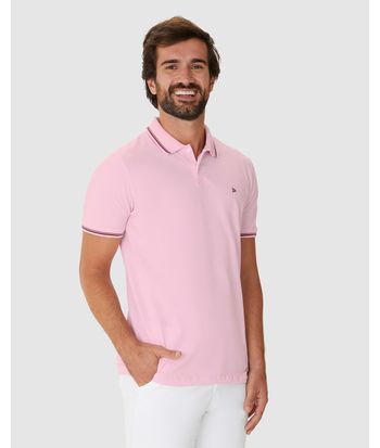 Camisa Polo Masculina Regular Gola Retilínea Em Piquet Stretch