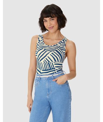 Regata Feminina Reta Estampada Em Viscose Stretch
