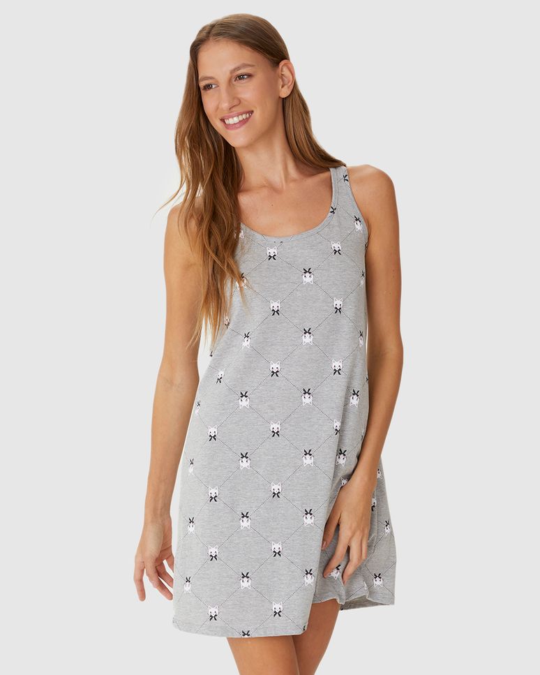 Camisola Feminina Slim Sem Manga Estampada Em Algodão