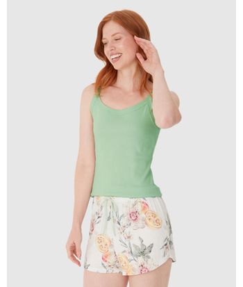 Pijama Curto Feminino Shorts Runner Estampado Em Viscose Stretch