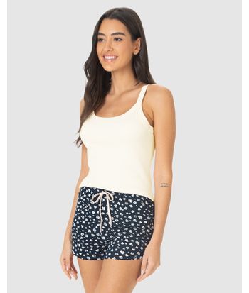 Pijama Curto Feminino Shorts Runner Estampado Em Viscose Stretch