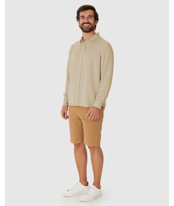 Camisa Masculina Regular Bordado Peitoral Em Liocel