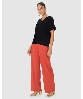 Blusa Feminina Decote V Manga Curta Dobrada Em Viscose