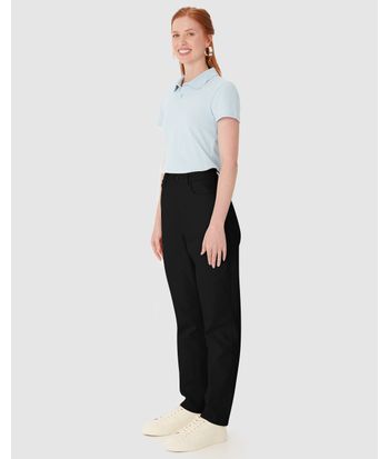 Calça Feminina Mom Cintura Alta Bolso Funcional Em Sarja Com Elastano