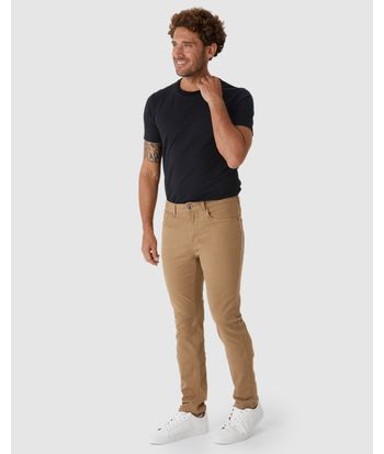 Calça Slim Masculina Cintura Média Bolso Funcional Em Sarja Stretch