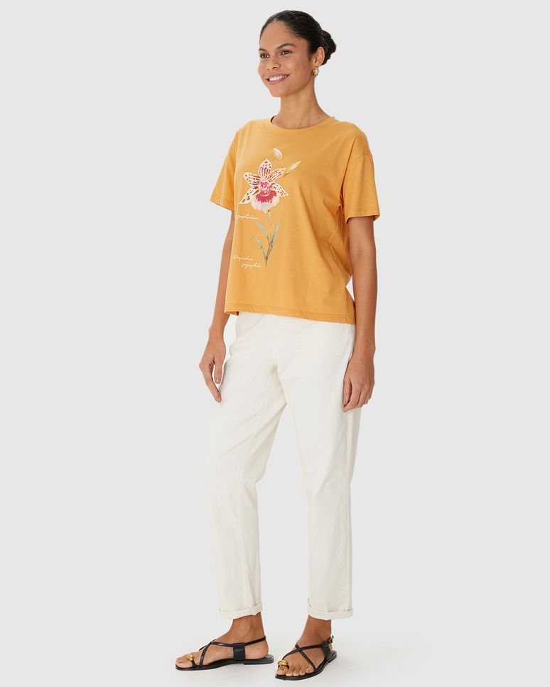 Camiseta Feminina Estampa Orquídea Zygopetalum Em Algodão